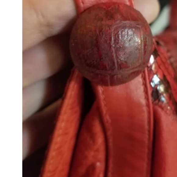 Rare Vintage  Carlos Falchi red python  buffalo shoulder bag - Picture 5 of 11